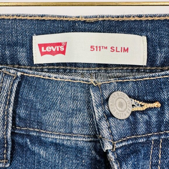 Levis 511 Slim Fit Boys Stretch Cotton Denim Jeans Medium Wash 16 Reg 28x28 - Picture 6 of 12